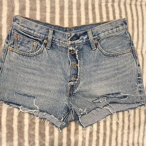Levi's Blue Distressed Jean Shorts